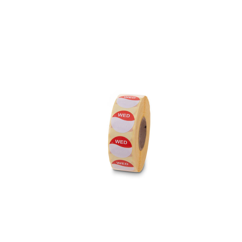 1131993 - Wednesday 19mm Circle Label day dots, daydot 1000 labels per roll DuraMark DayMark