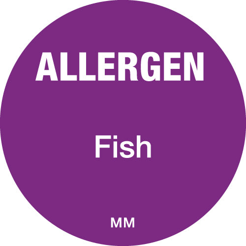 116136 - Daymark 25mm Circle Purple Allergen Fish Label