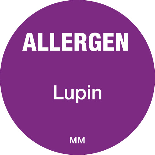 116137 - Daymark 25mm Circle Purple Allergen Lupin Labels