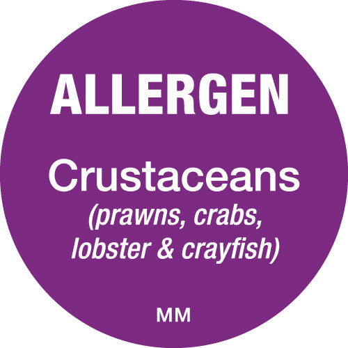 116140 - Daymark 25mm Circle Purple Crustaceans Allergen Label