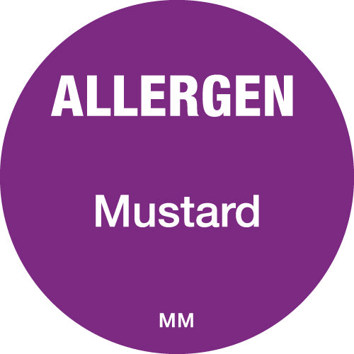 116143 - Daymark 25mm Circle Purple Allergen Mustard Labels