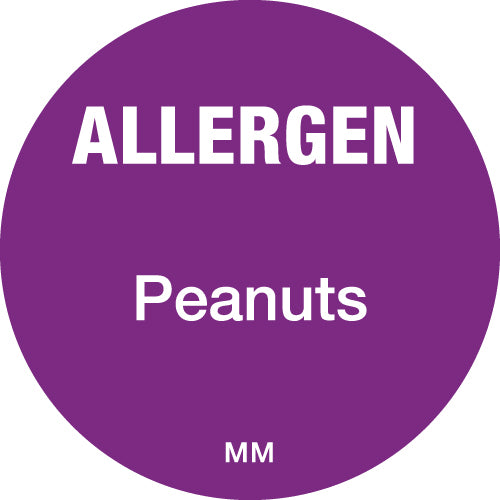 116146 - Daymark 25mm Circle Purple Allergen Peanuts Labels