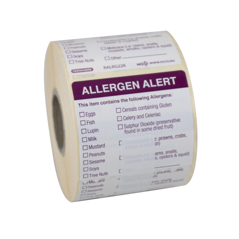 Allergen Label 50 x 50 Allergen alert label, 500 labels per roll