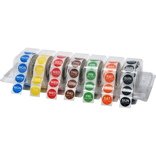 CVPEMM - 19mm Circle Clearview DISPENSER Labelling Kit (7 days 1000 labels per roll)